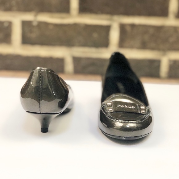 Prada | Patent Leather Kitten Heel Loafers 6.5 - Picture 4 of 8